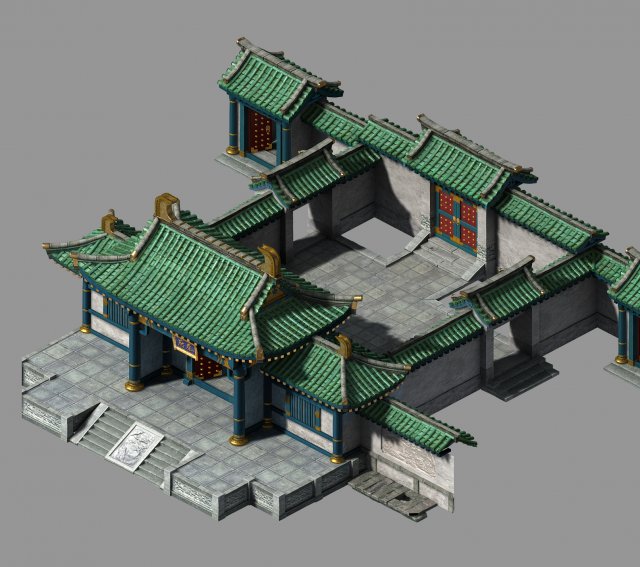 qin qiong mansion-gate of qin mansion 3D Модель .c4d .max .obj .3ds .fbx .stl .blend 