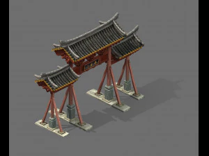 qing dynasty-street-memorial arch 21 3D Model
