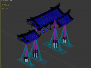qing dynasty-street-memorial arch 21 3D Model