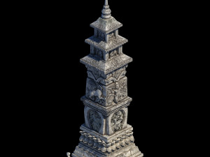 temple-stone-tower-decoration Modèle 3D