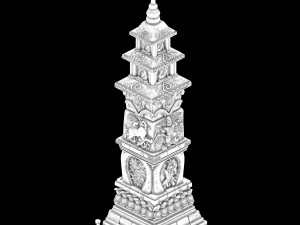 temple-stone-tower-decoration Modèle 3D