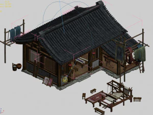 dinastia song-arquitetura-casa t&ecirc;xtil Modelo 3D