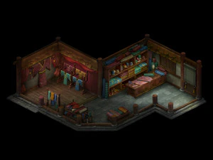 negozio di stoffa del villaggio di stoffa di seta della dinastia Song Modello 3D