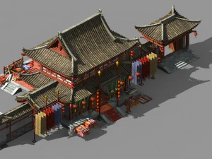 edificio principale della dinastia Song, laboratorio della seta e cancello principale Modello 3D