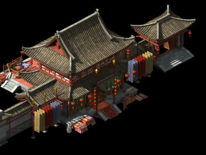 song dynasty-silk workshop-main gate main building Model 3D