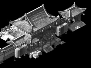 song dynasty-silk workshop-main gate main building Model 3D