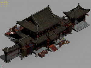 song dynasty-silk workshop-main gate main building Model 3D