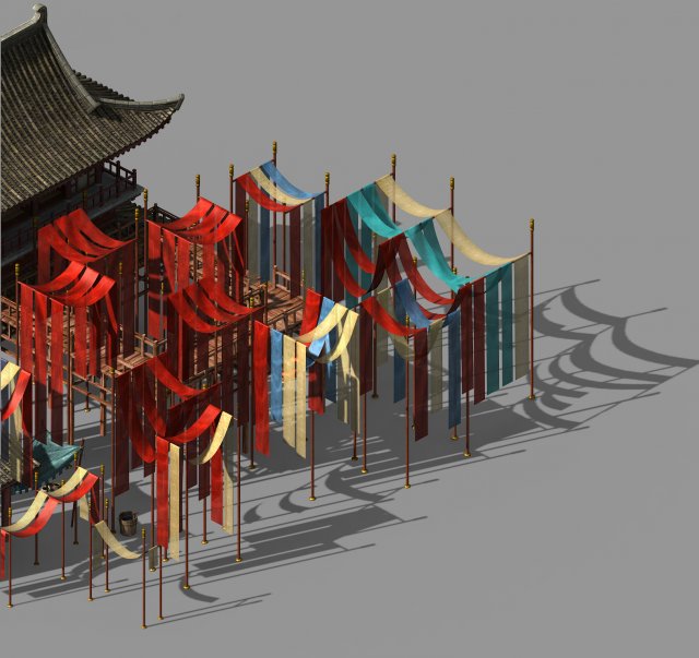 song dynasty-silk workshop-drying field Modelo 3D .c4d .max .obj .3ds .fbx .stl .blend