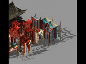 song dynasty-silk workshop-drying field Modelo 3D
