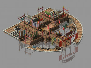 song dynasty-silk workshop-central dyeing pond 3D Model