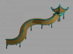 tang dynasty-glazed tiles-architecture Modelo 3D
