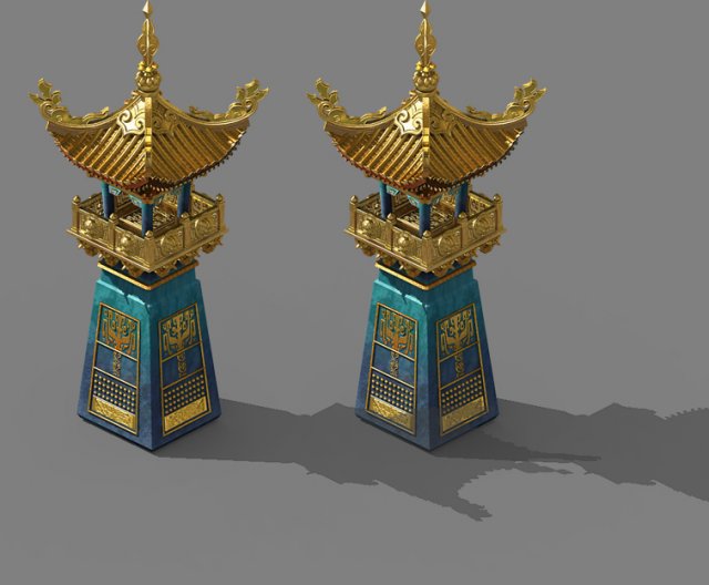 tang-street-gate building 74 3D Модель .c4d .max .obj .3ds .fbx .stl .blend