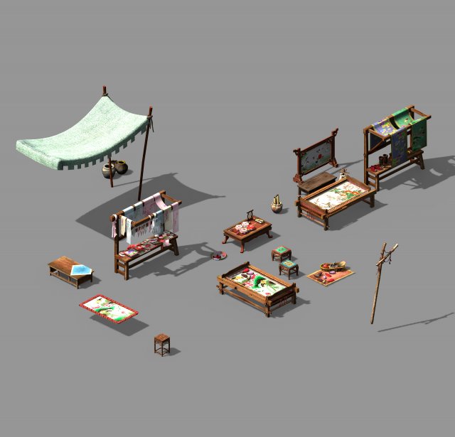 tongxinfang-embroidery workshop props 3D Model .c4d .max .obj .3ds .fbx .stl .blend 