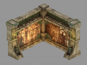 temple of woma-wall corner 02 3D Model