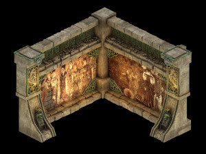 temple of woma-wall corner 02 3D Model