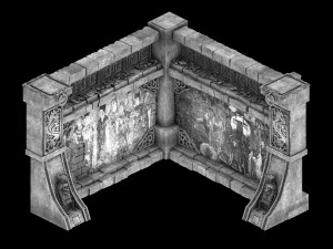 महिला का मंदिर-दीवार का कोना 02 3D मॉडल