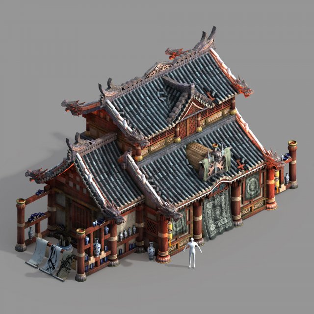 woma temple-main city-bookstore 01 Modelo 3D .c4d .max .obj .3ds .fbx .stl .blend