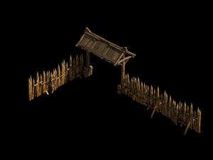 school field-fence-small gate 01 3D Model
