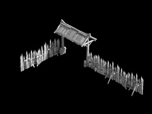 school field-fence-small gate 01 3D Model