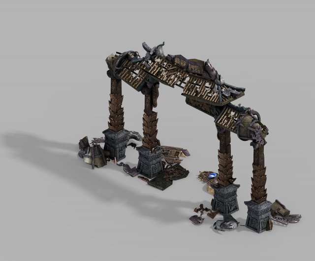 shura celestial realm-archway-damaged 01 3D Model .c4d .max .obj .3ds .fbx .stl .blend 