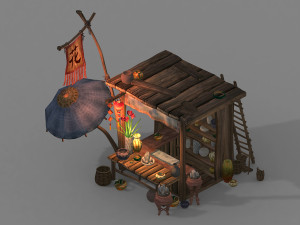 night market-ground pendulum- market-flower shop 3D 모델