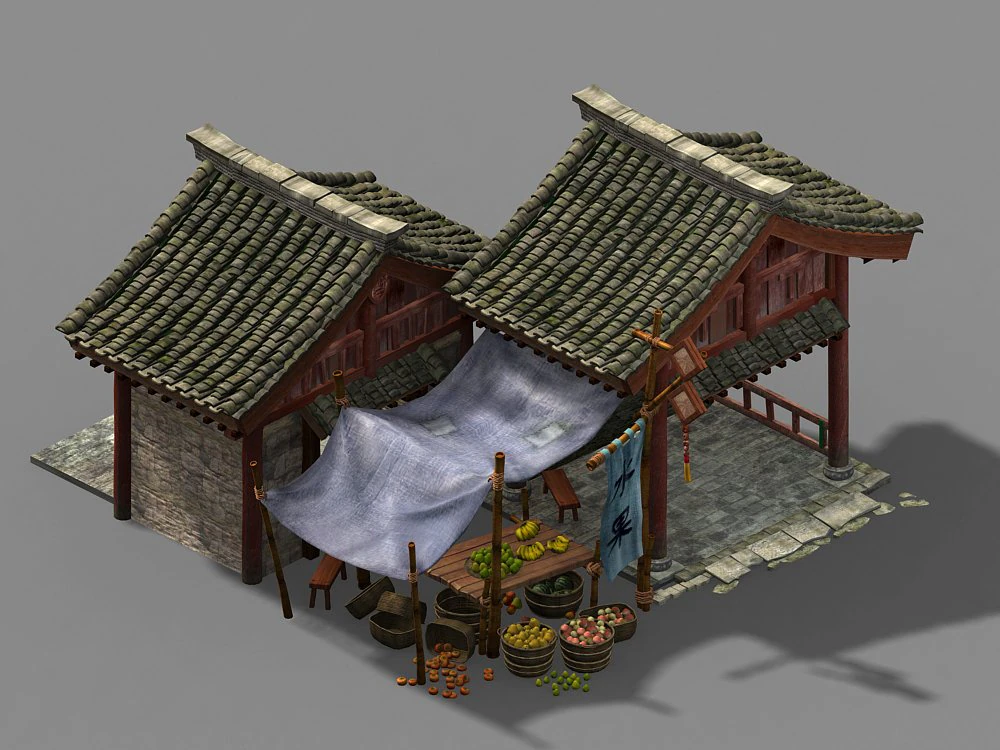 art and culture-fruit stand 02 3D Model .c4d .max .obj .3ds .fbx .stl .blend 