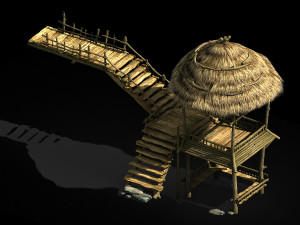 garden landscape-wood-grass-pavilion 12 3D Model