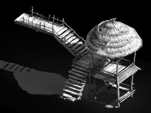 garden landscape-wood-grass-pavilion 12 3D Model