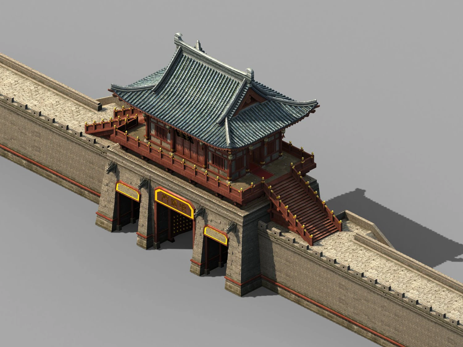 chang an city-south city gate 76 3D Model .c4d .max .obj .3ds .fbx .stl .blend 