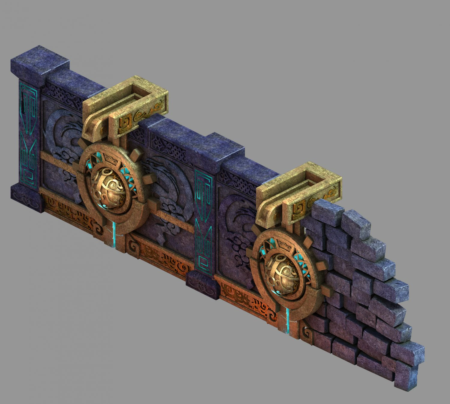zhentian palace-gate 02 3D Model .c4d .max .obj .3ds .fbx .stl .blend 