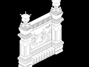 zhentian palace-statue wall 3D Model