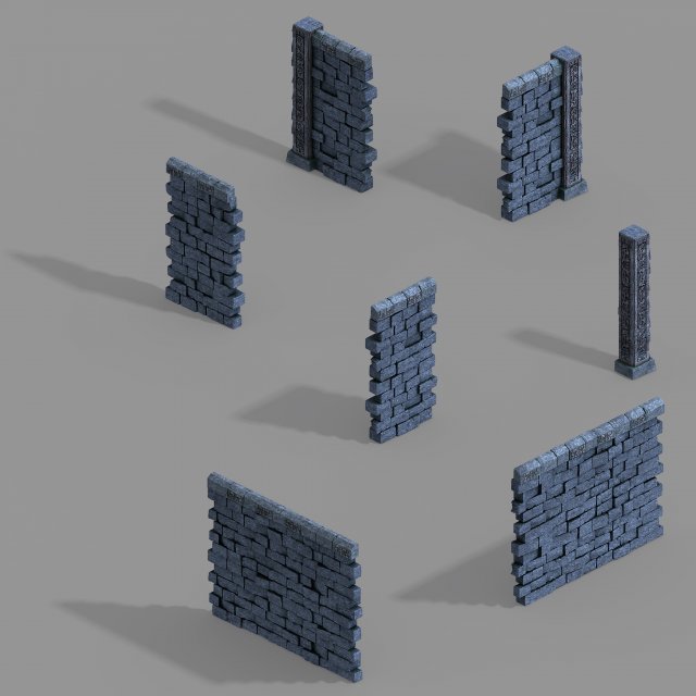 zhentian palace-wall 1 3D 모델 .c4d .max .obj .3ds .fbx .stl .blend 