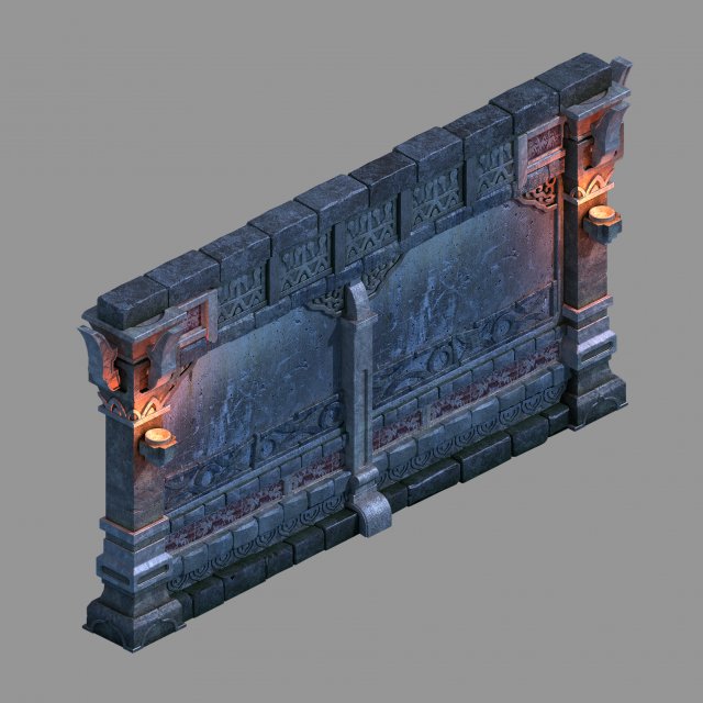 zhentian palace-wall 01 3D Model .c4d .max .obj .3ds .fbx .stl .blend 