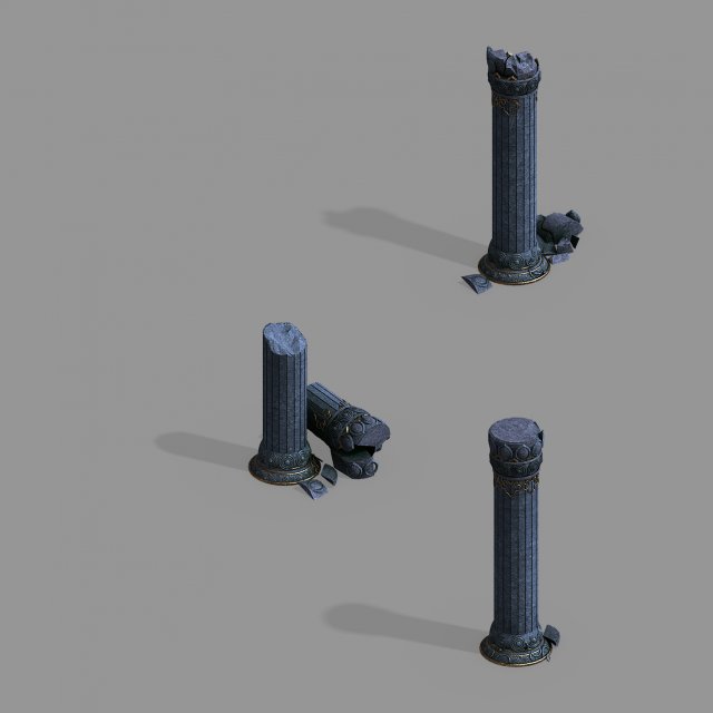 zhentian palace-pillar-damaged 3D 모델 .c4d .max .obj .3ds .fbx .stl .blend 