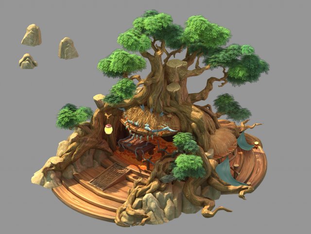 plant house-tree house 3Dモデル .c4d .max .obj .3ds .fbx .stl .blend 