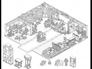 religion-buddhism-dahonglu temple-indoor 3D Model
