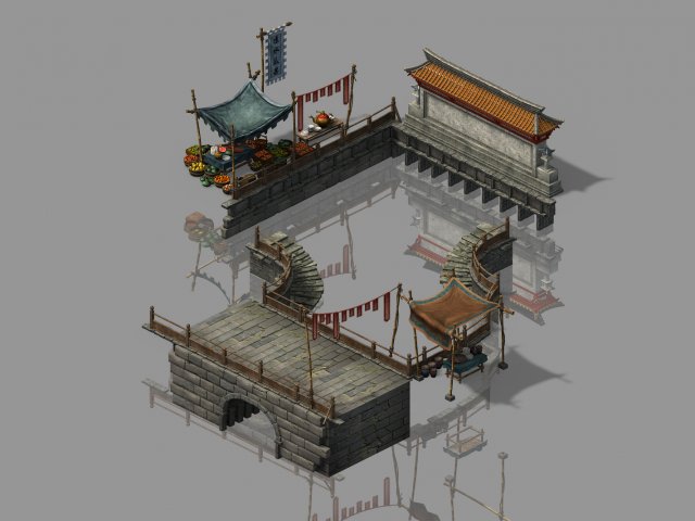 song dynasty-pool 01 Model 3D .c4d .max .obj .3ds .fbx .stl .blend