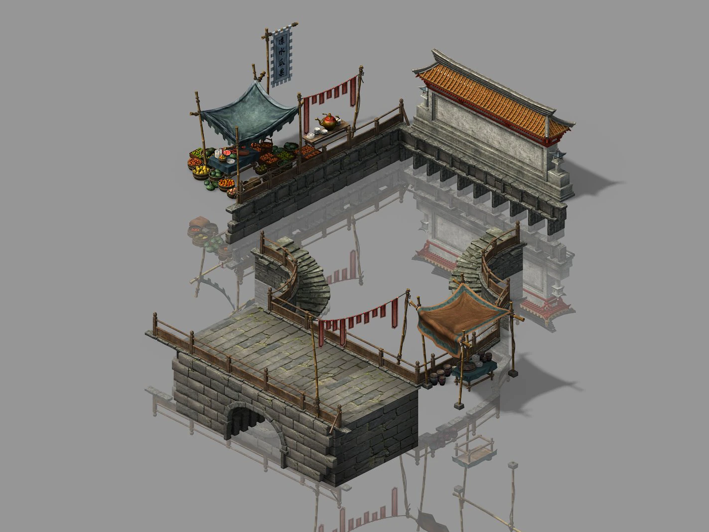song dynasty-pool 01 3D Model .c4d .max .obj .3ds .fbx .stl .blend 