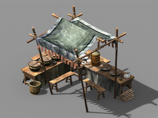 song dynasty-props-bun stall Model 3D .c4d .max .obj .3ds .fbx .stl .blend 