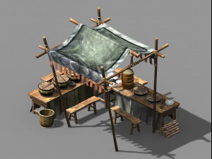 barraca de dinastia de música-adereços-bun Modelo 3D