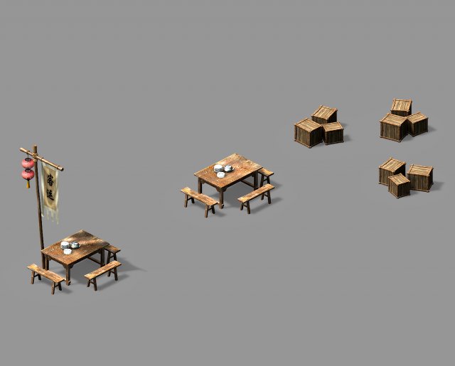 song dynasty-props-cargo station Modèle 3D .c4d .max .obj .3ds .fbx .stl .blend 