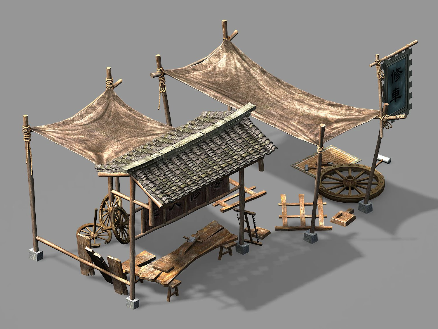 song dynasty-props-carpenter 3D Model .c4d .max .obj .3ds .fbx .stl .blend 