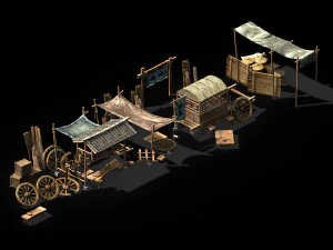 song dynasty-props-maintenance car 3D Model