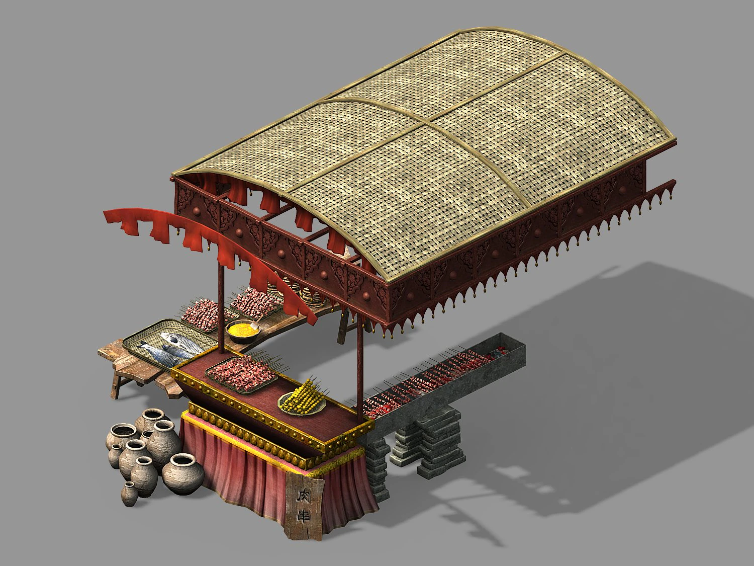 song dynasty-props-mutton skewers 3D Model .c4d .max .obj .3ds .fbx .stl .blend 
