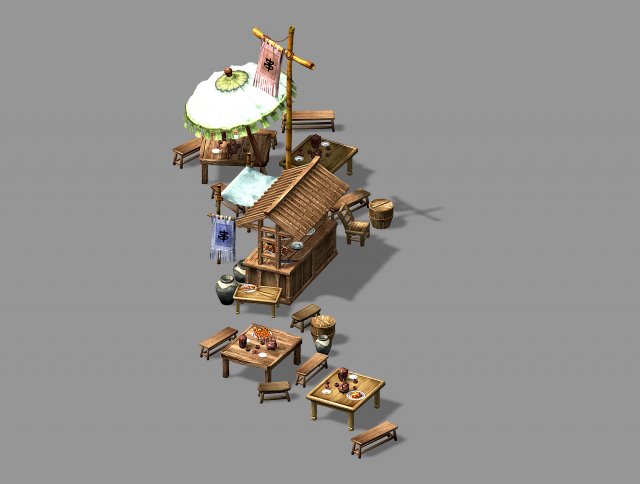 song dynasty-embankment-vendor 3D Model .c4d .max .obj .3ds .fbx .stl .blend 