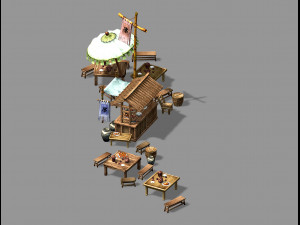 song dynasty-embankment-vendor 3D 모델