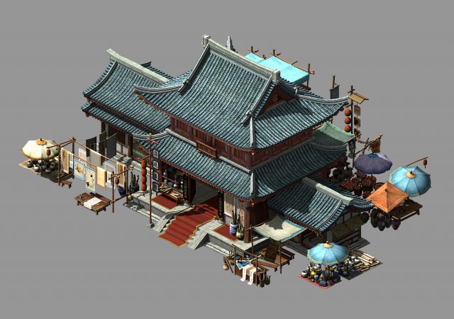 song dynasty-dongshi-calligraphy and painting shop 3D Model .c4d .max .obj .3ds .fbx .stl .blend 