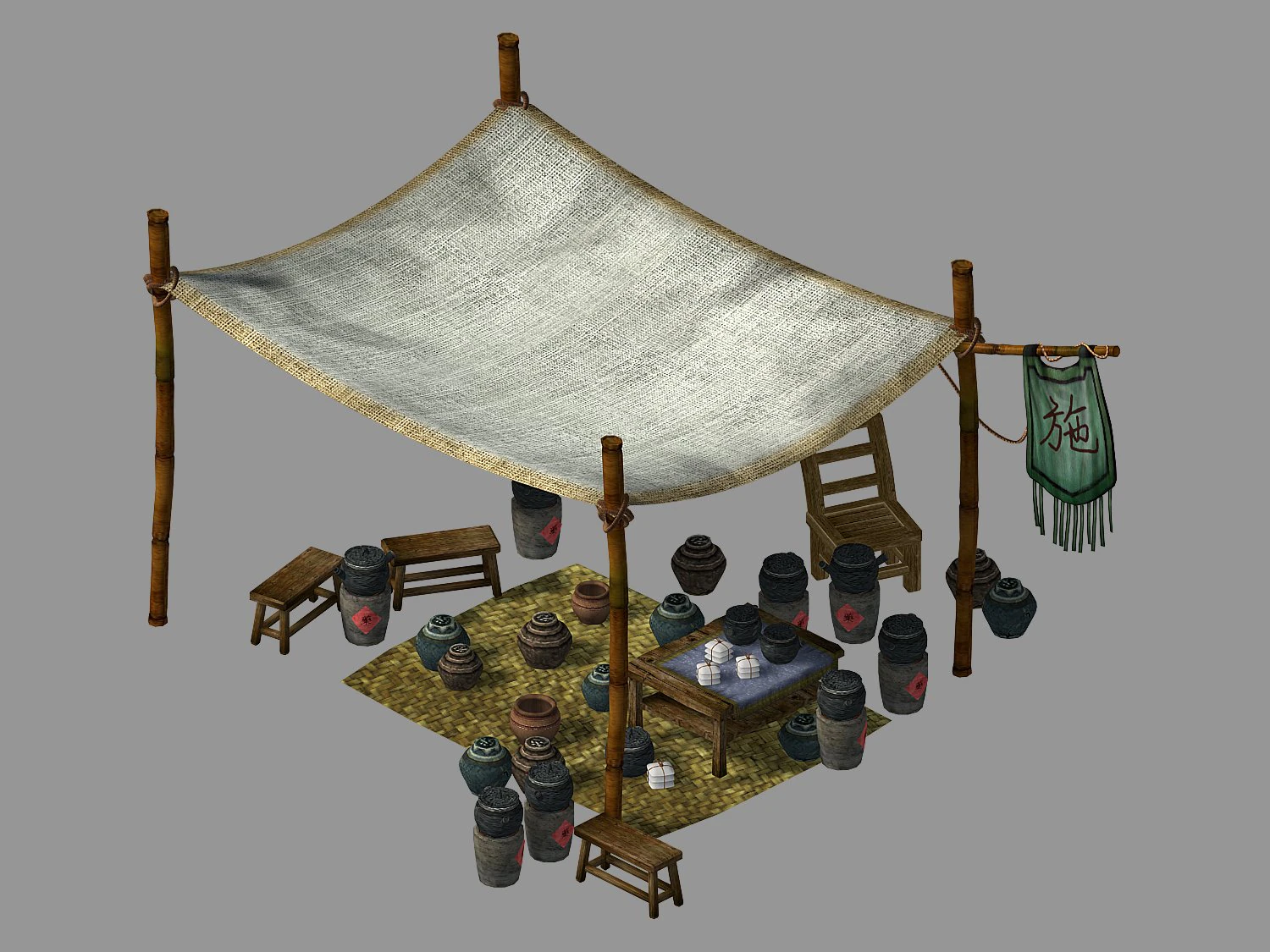 song dynasty-dongshi-medicine stall 3D Model .c4d .max .obj .3ds .fbx .stl .blend 