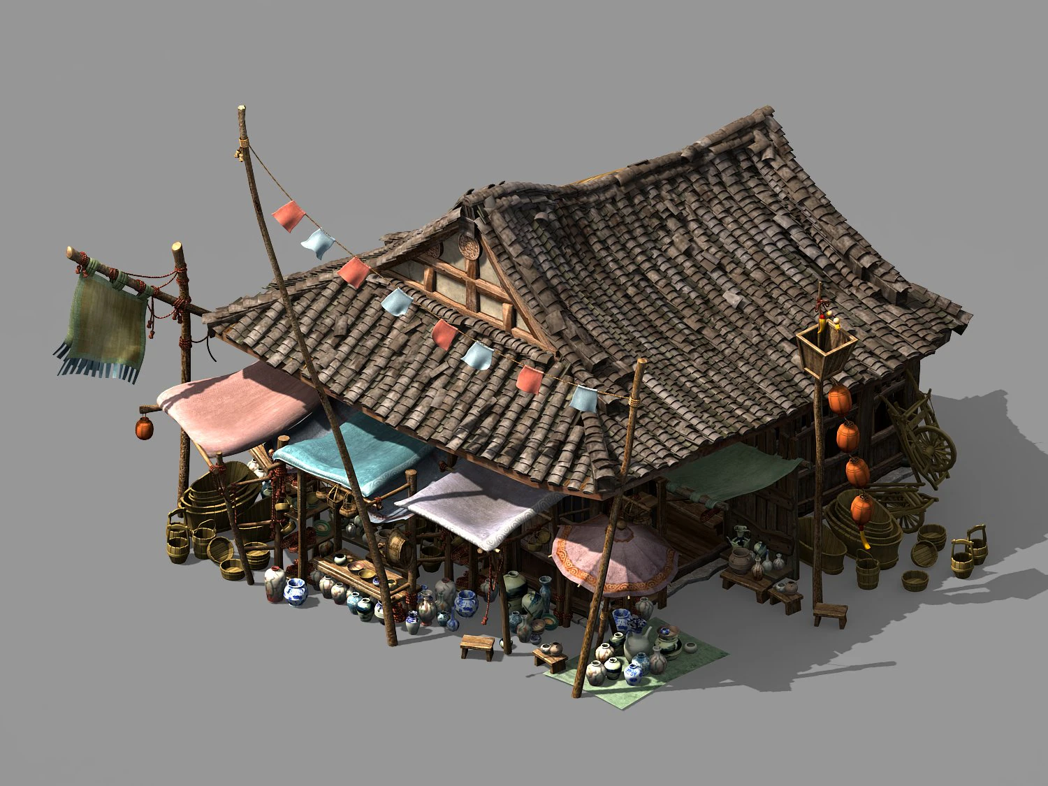 song dynasty-east city-grocery store 3D Model .c4d .max .obj .3ds .fbx .stl .blend 