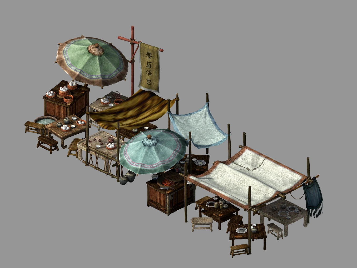 song dynasty-east city-miscellaneous stall 01 3D Model .c4d .max .obj .3ds .fbx .stl .blend 